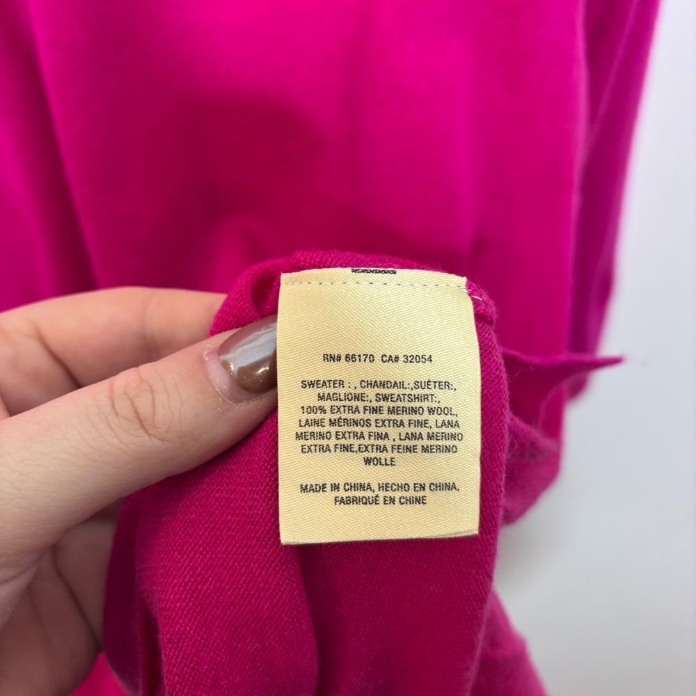 Anthropologie Moth Pink/Rose V Neck 3/4 Sleeve Merino Wool Sweater NWT Small - Picture 8 of 13